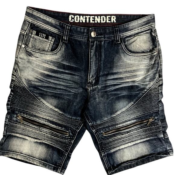 Contender Jorts Shorts Men's 36X10 Blue Fade Whiskered Hip Streetwear Beach - Picture 1 of 13